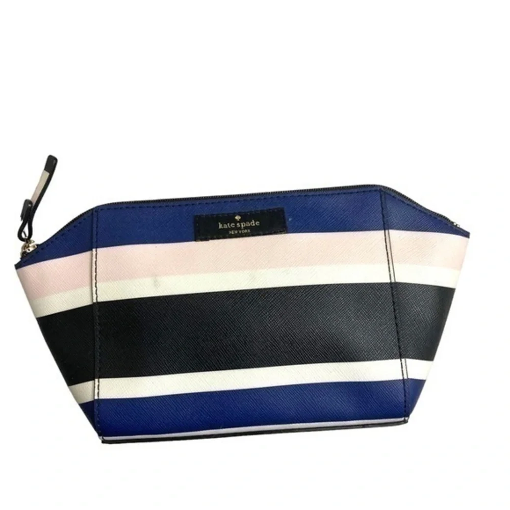 Kate spade striped makeup clutch bag case
